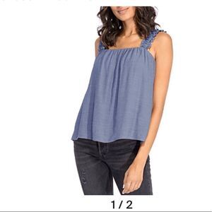 B‎ Collection By Bobeau Shirred Strap Tank In Forever Blue XL NWT